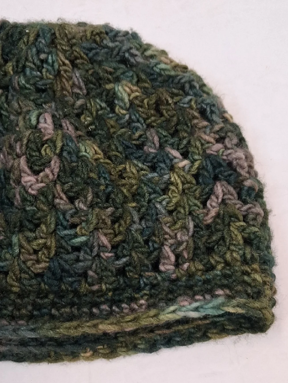 Handmade Crocheted Olive Green Beanie Hat One Size